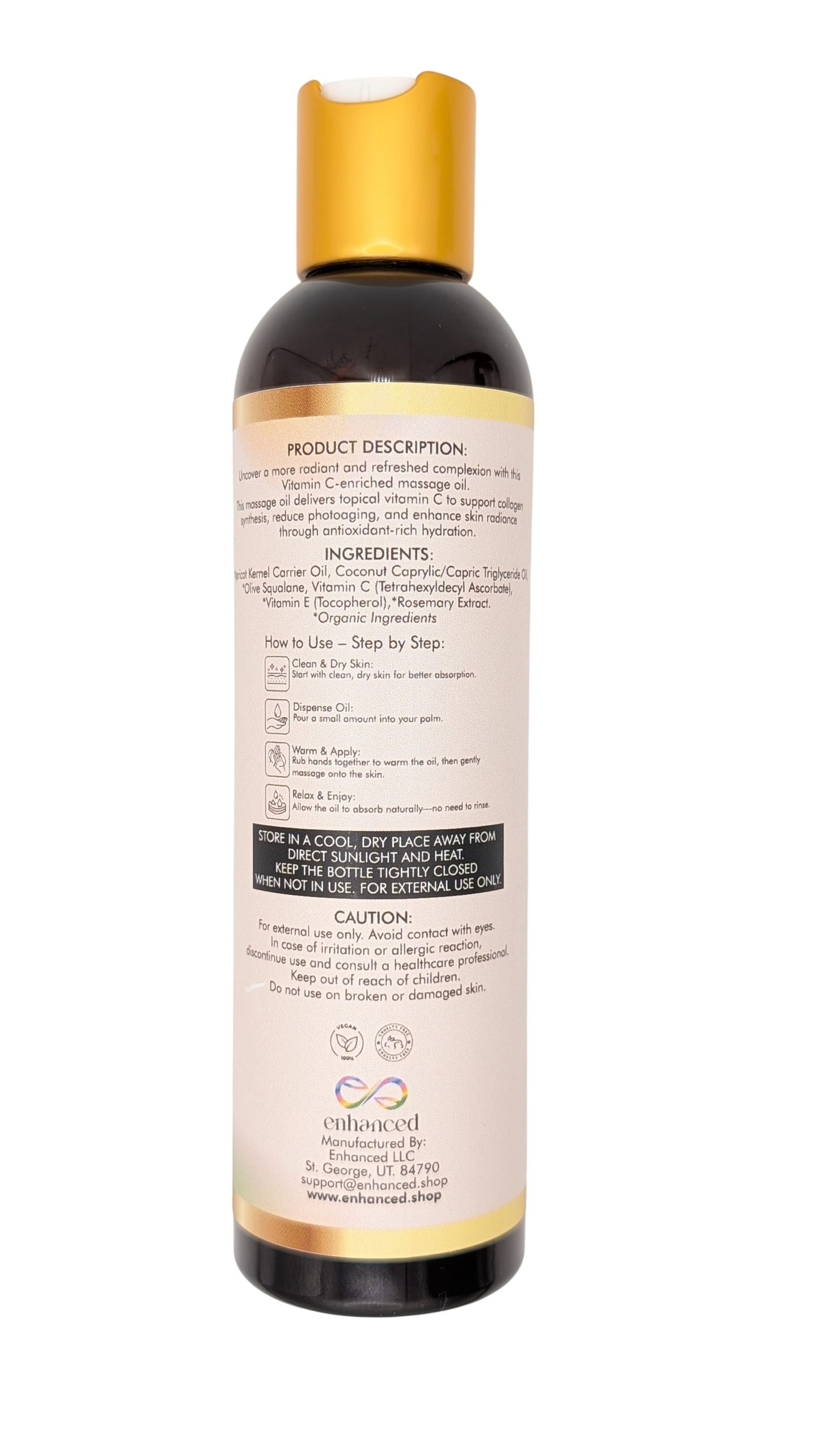 Enhanced Vitamin C Massage Oil - Apricot Back