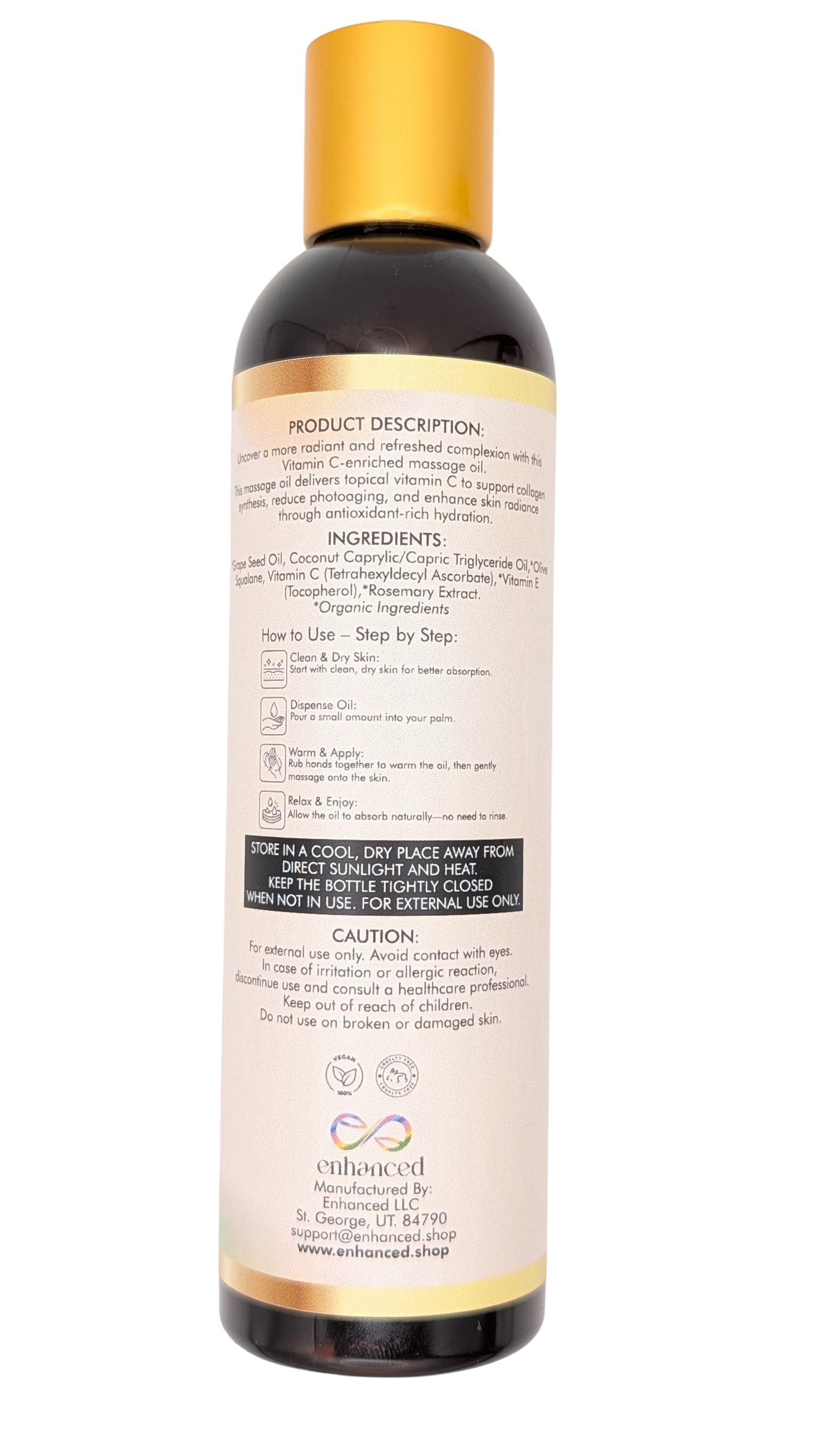 Enhanced Vitamin C Massage Oil - Grapeseed Back