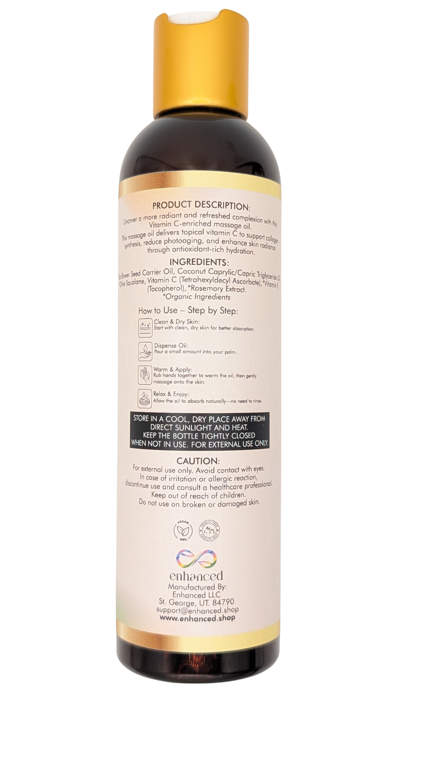 Enhanced Vitamin C Massage Oil - Sunflower Back